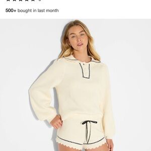 Women's High-Rise Scalloped Micro Sweater Shorts